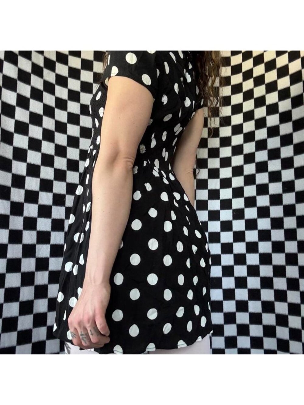 MINKPINK black and white polkadot babydoll dress - Picture 4 of 5